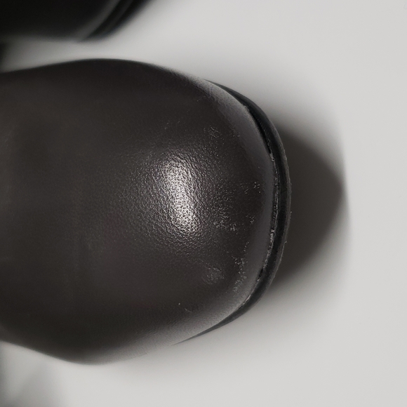 Stuart Weitzman Gillian Leather Block Heel Knee-High Boots - Dark Gray 7M - Picture 5 of 7